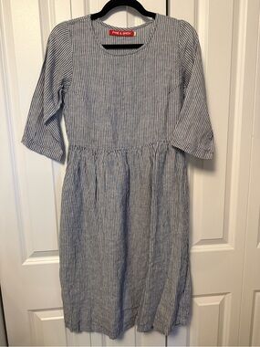 Pyne & Smith Blue White Striped Midi Dress